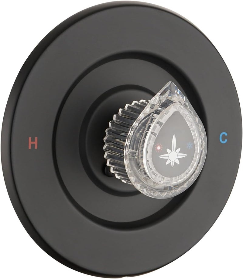 Ultrimkit Shower Faucet Trim Kit Compatible with Moen Fit Chateau Valve Only, Pull-on Push-off Design Knob Handle, Matte Black - Image 1